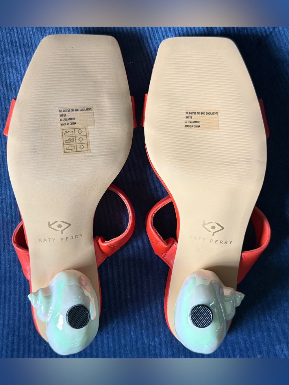 KATY PERRY Collections The Maritime Two Band Sandal Shell Heels Size 8 Women NEW - Picture 6 of 9